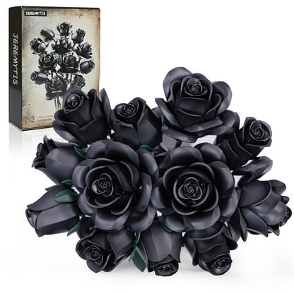 JEREMYTIS Black Rose Flower Bouquet BuildingSet, Black Rose Botanical Collection Blocks KitCompatible for Adults Women, Artificial FlowersGothic Decor for Valentine's Day & Halloween