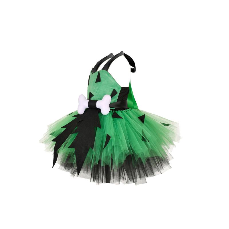 Kids Girls Caveman Costume Cavegirl Tulle Dresswith Headpiece Stone Age Outfit HalloweenCosplay Dress Up Photo Shoot