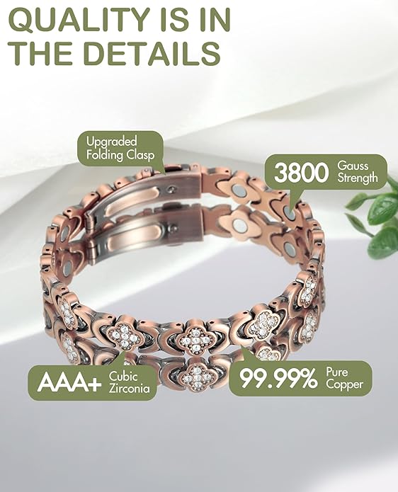 🔥Copper Bracelets for Women. Pure Copper Magnetic Bracelet with 3800 Gauss Effective Magnets