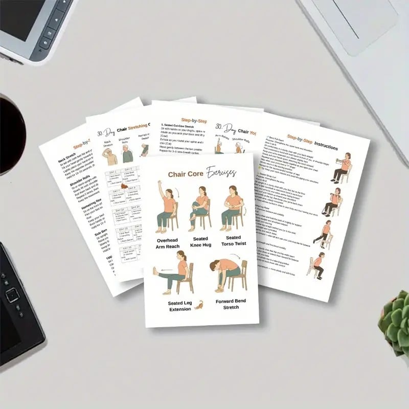 🔥🔥30-Day Chair Yoga Weight Loss Spiral Notebook & Exercise Guide